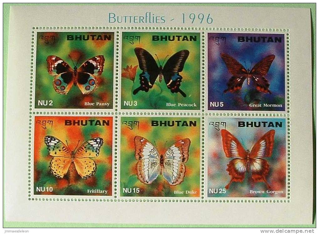 Bhutan 1996 Butterflies - MS MINT - Bhoutan