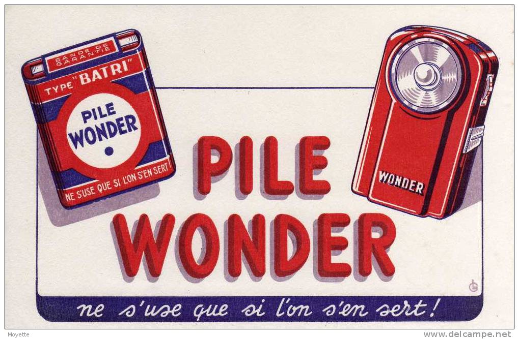 BUVARD ANCIEN,PILE WONDER NE S'USE QUE SI L'ON S'EN SERT-13,3 Cm X 19,7 Cm - Piles