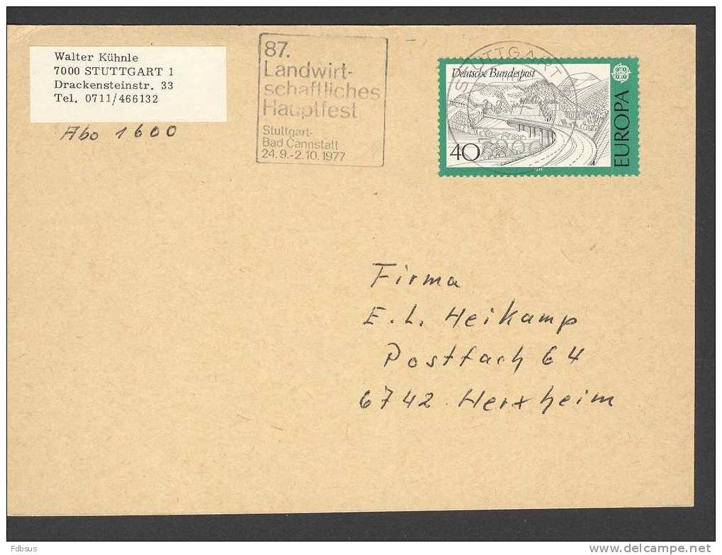 MI 934 OP KAART VAN STUTTGART - SONDERSTEMPEL - GERMANY - ALLEMAGNE - DUITSLAND - EUROPA - CEPT - Private Postcards - Used