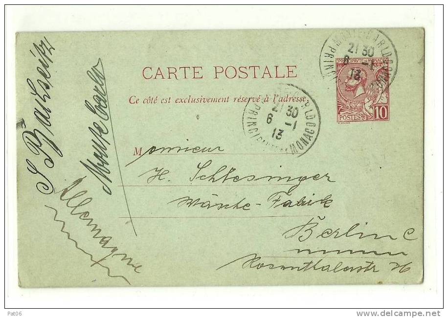 Principauté De Monaco « MONTE-CARLO »  Tarif UPU  ALLEMAGNE   à 10c - Postal Stationery