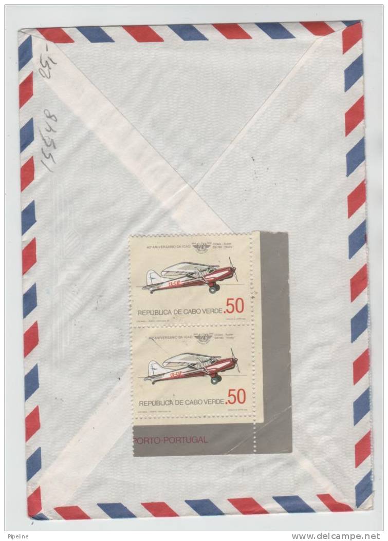 Cape Verde Air Mail Cover Sent To Denmark 17-10-19815 With A Lot Of AEROPLANE Stamps - Cap Vert