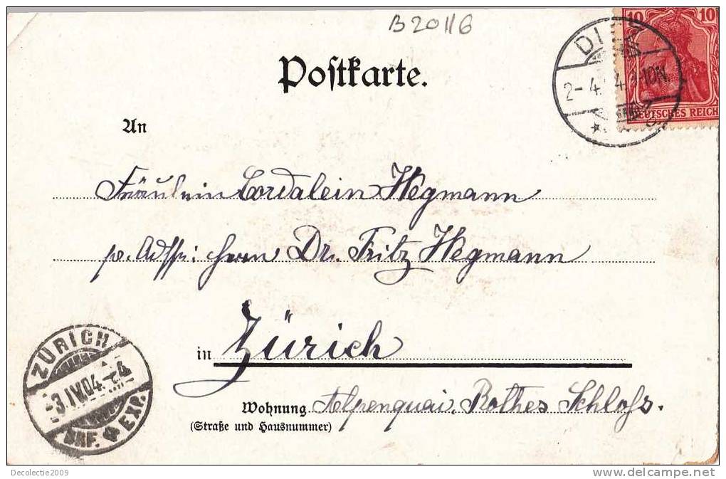 B20116 Gruss Aus Diez 1904 Used Perfect Shape ANY CUT On The Scan Comes From The SCANER - Diez