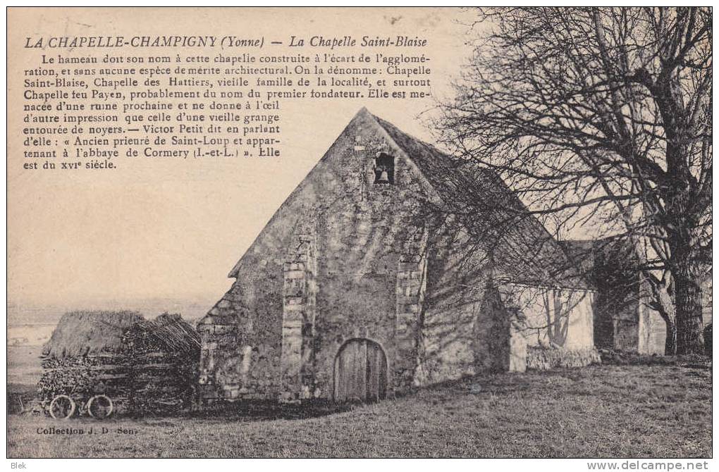 89. Yonne :  La Chapelle - Champigny : La Chapelle Saint Blaise . - Champigny