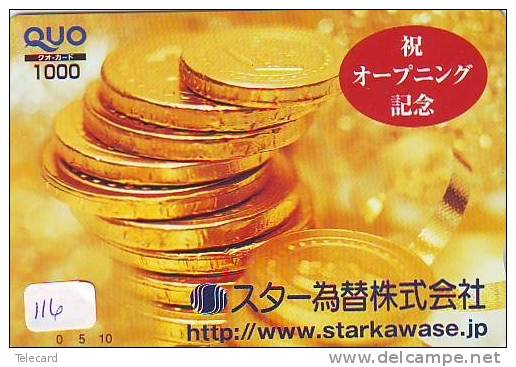 Télécarte Japon *  Pièce De Monnaie  (116 ) Money * Coin * Munten * Munzen * Geld * PHONECARD JAPAN * TELEFONKARTE - Timbres & Monnaies