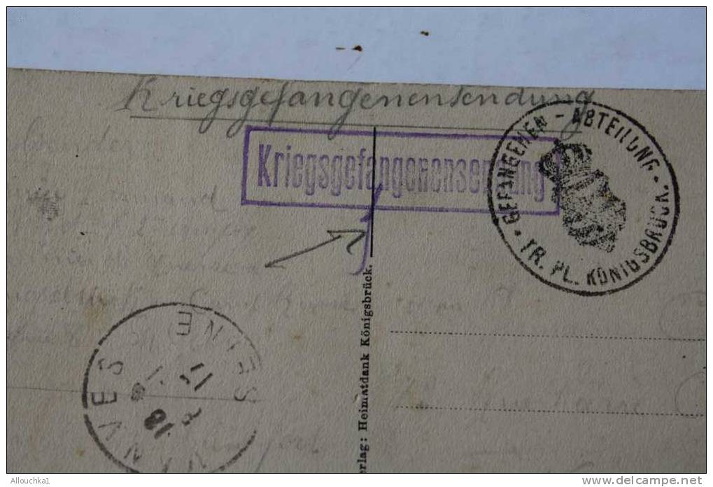 GUERRE DE 14/18 MILITARIA CACHET MILITAIRE KRIEGSGEFANGENSEN DUNG > SUR CPA DE KONNIGSBRUCK >GRIFFE PRISONNIER DE GUERRE - Covers & Documents