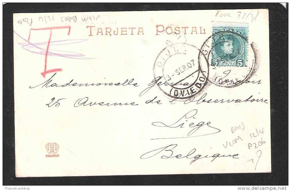 SPAIN ESPANA OVIEDO PASEO DEL BOMBE DOS Non DIVISE HAUSER Y MENET 1907 CIRCULADO SPAIN FOR SALE - Asturias (Oviedo)