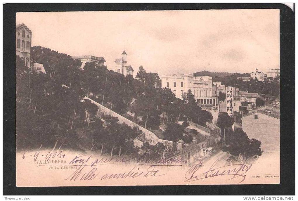 SPAIN ESPANA Thomas Of Barcelona Vallvidrera- Vista General DOS NON DIVISE CIRCULADO 1903 MORE SPAIN FOR SALE - Barcelona