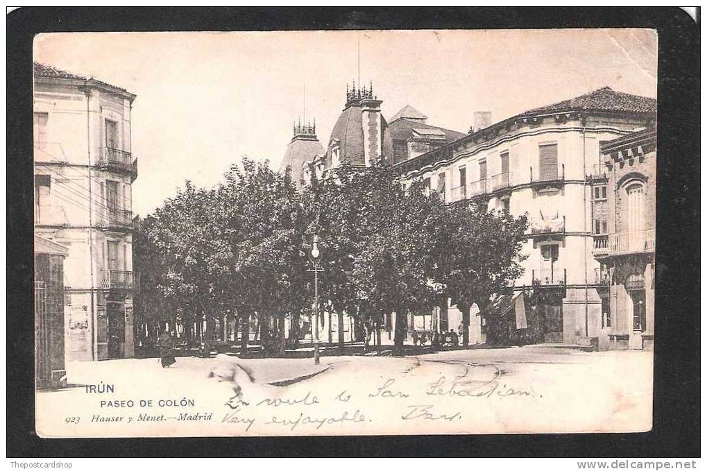 SPAIN ESPANA IRUN El Paseo De Colon DOS Non DIVISE Circulado1904 More IRUN SPAIN FOR SALE - Guipúzcoa (San Sebastián)