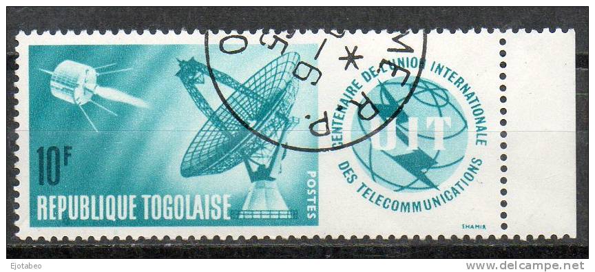 7 TOGO-REPUBLIQUE TOGOLAISE-1965-Usado -100 Años De La Unión  Intern,de Telecomunicaciones - Djibouti (1977-...)