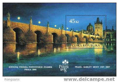 2007 CZECH PRAGA 2008- CHARLES BRIDGES  650 YEARS MS - Blocs-feuillets