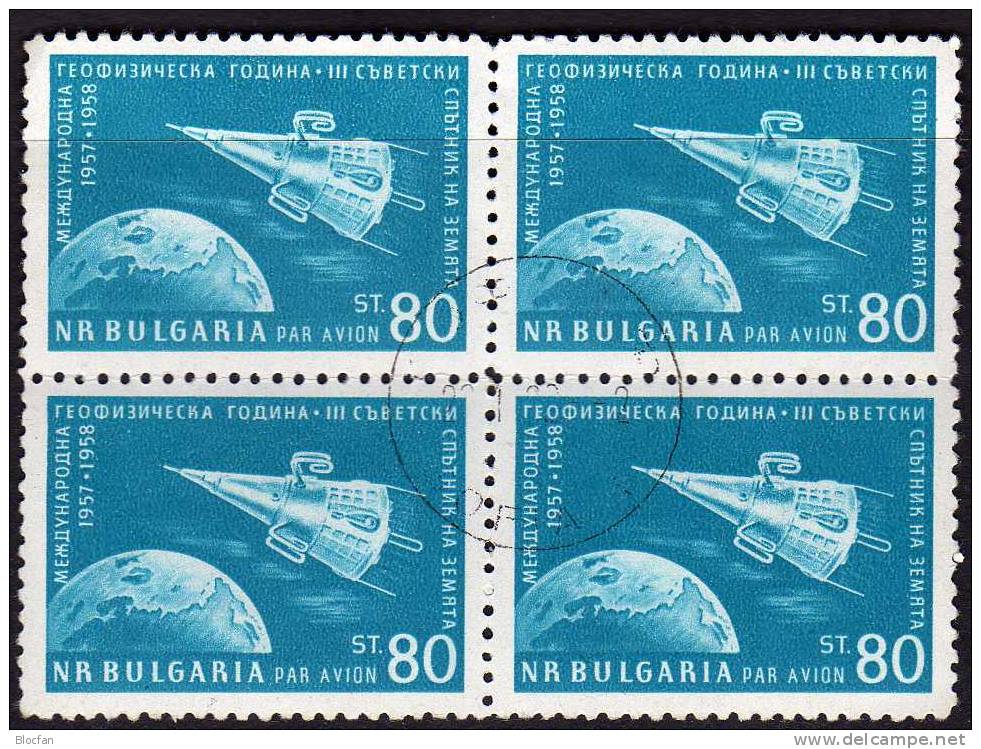 Geophysikalisches Jahr 1958 Satellit Bulgarien 1094 Plus 4-Block O 30€ Sputnik 3 Und Erde Space Bloc Sheet From Bulgaria - Oblitérés