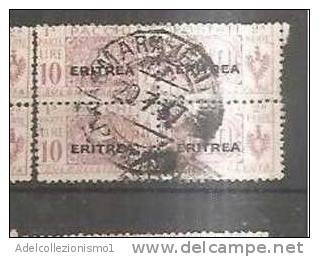 53000bis)coppia Del 1917-24  Serie Pacchi Postali Spr. Eritrea  Da 10£ - Usato - N°18 - Eritrée