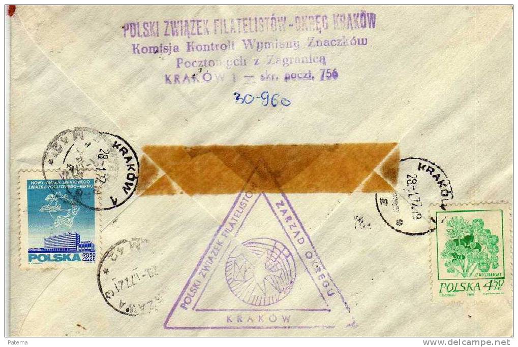 Carta, , Certificada KRAKOW 1977 , Polonia, Cover,letter,tren,, Trenes Olimpiadas - Lettres & Documents