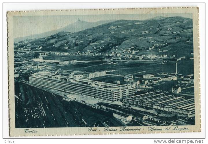 CARTOLINA OFFICINA FIAT DEL LINGOTTO ETICHETTA NERA PUBBLICITà ESPOSIZIONE TORINO ANNO 1928 - Macchine Per Obliterare (EMA)