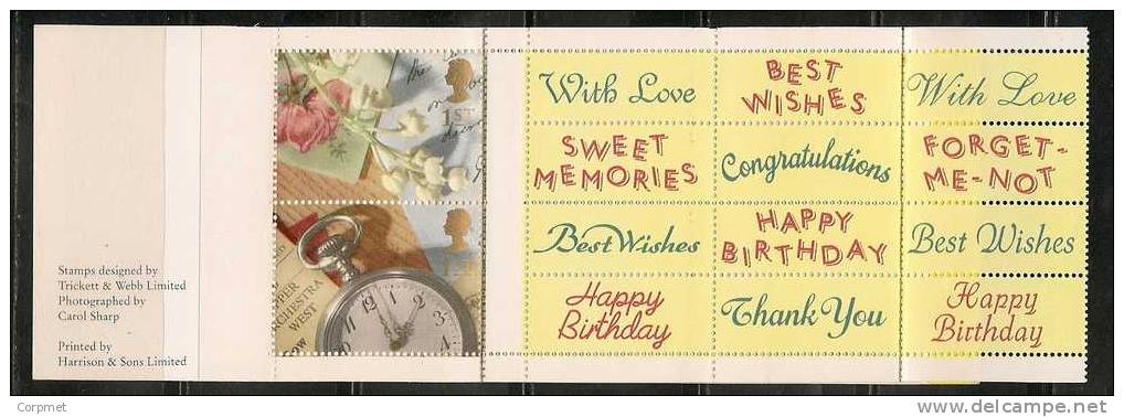 UNITED KINGDOM - VF 1992 Complete CARNET GREETINGS STAMPS MEMORIES - SG 1592a - Yvert # C1596 - 10 STAMPS + 12 LABELS - Carnets