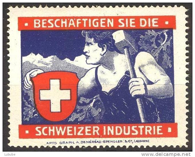 Vignette  "Beschäftigen Sie Die Schweizer Industrie"       Ca. 1920 - Cinderellas