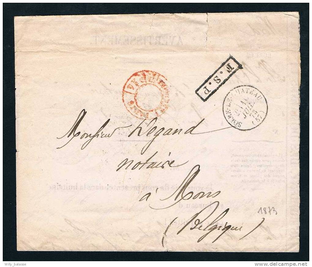 France 1878 Lettre Càd "SOLRE-LE-CHATEAU/10/juillet/73(57)" + Marque Encadree "F.S.P" ( France Service Publique ) - Other & Unclassified