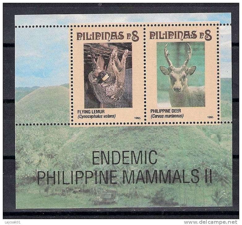 Cf 1995 PHILIPPINES BLOC ANIMAUX CHAUVE SOURIS CERF - Chauve-souris