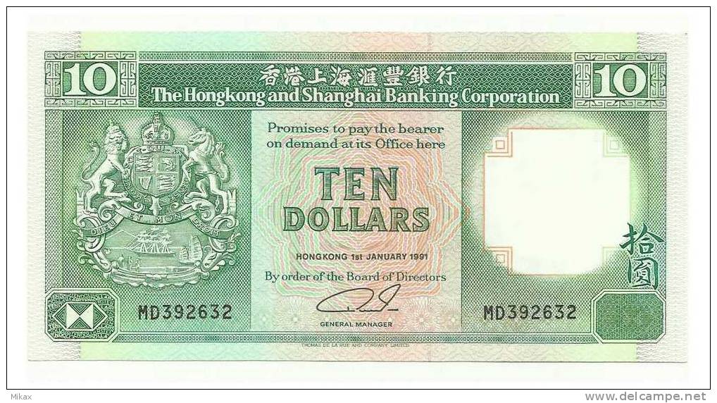 HONG KONG - 10 Dollars 1.1.1991 - Hong Kong