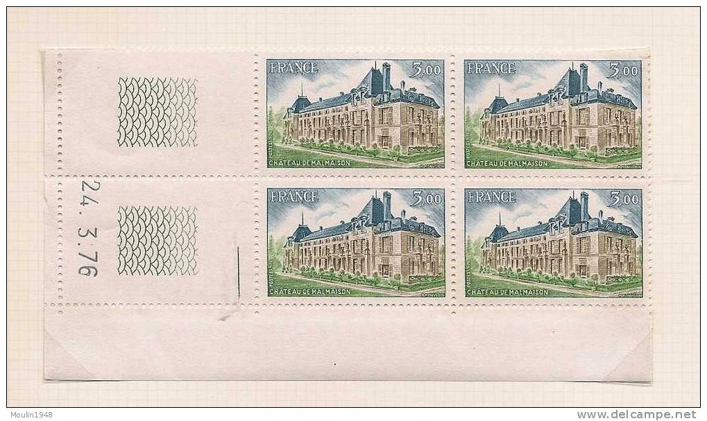 Bloc De 4 YT 1873 Chateau De La Malmaison   2,00fr  Coin Daté Du 24-3--76 - 1970-1979