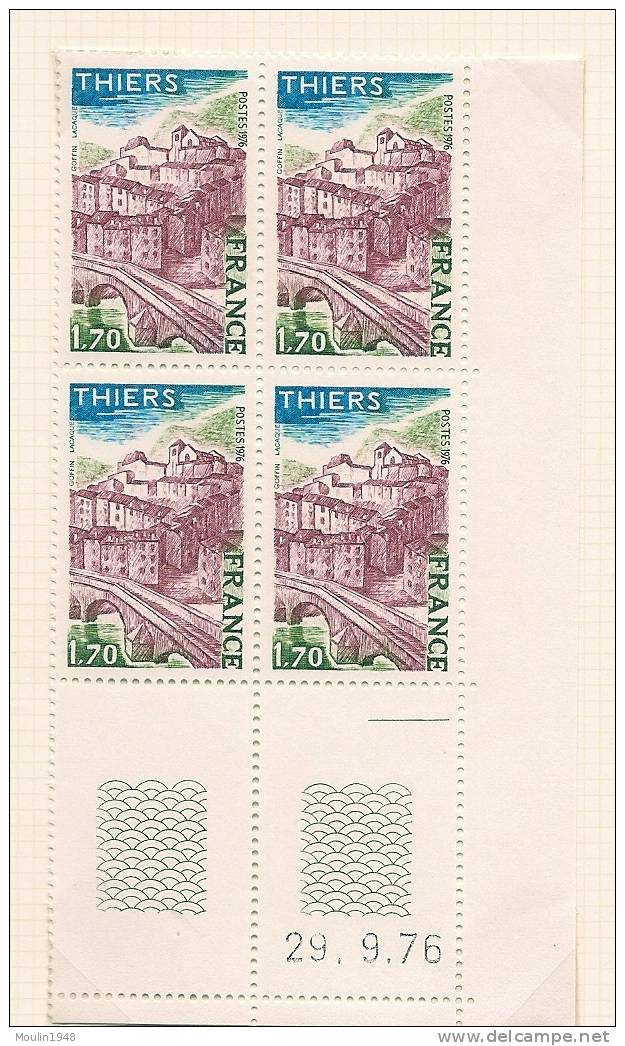 Bloc De 4 YT 1904 Thiers   1,70 Fr  Coin Daté Du  29-9-76 - 1970-1979