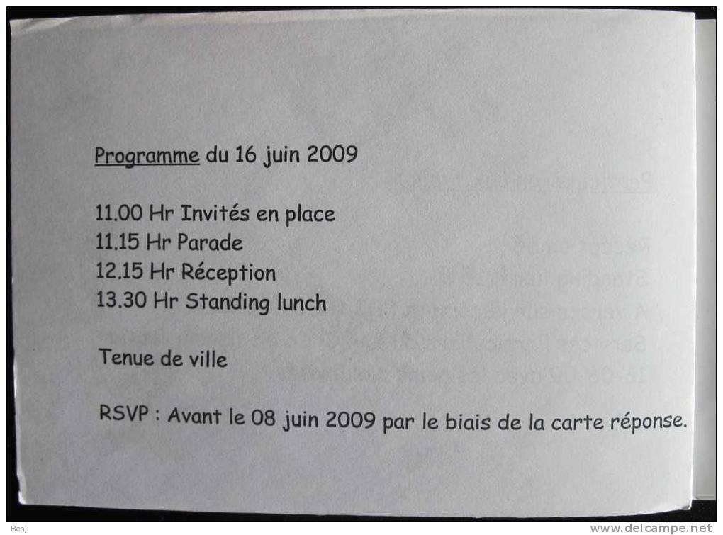 Invitation Cérémonie D´investiture Chef De Corps - 2/4 REGIMENT DE CHASSEURS A CHEVAL (Saive, Armée Belge) (S) - Documentos