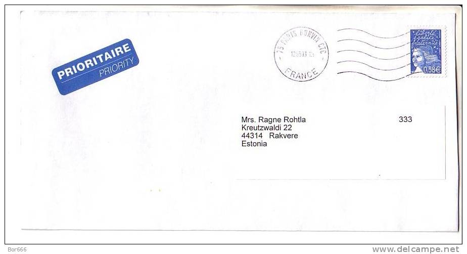 GOOD FRANCE Postal Cover To ESTONIA 2003 - Good Stamped: Marianne - Covers & Documents