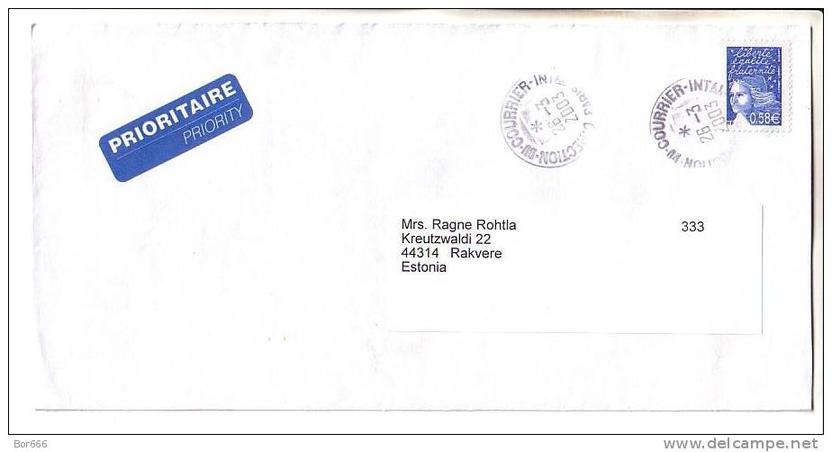 GOOD FRANCE Postal Cover To ESTONIA 2003 - Good Stamped: Marianne - Covers & Documents