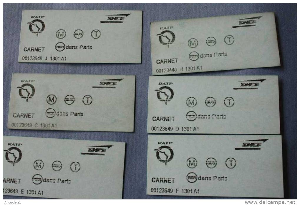 9 BILLETS TICKETS DE METRO SIMPLES NEUFS DE 2006 DE LA REGIE DES TRANSPORTS PARISIENS  ISSUS D'UN CARNET - Europe