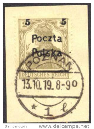 Poland 72 Used 5pf On 2pf Poznan Issue From 1919 - Usati