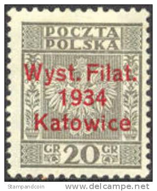 Poland 280 Mint Hinged 20g Katowice Philatelic Exhib From 1934 - Neufs