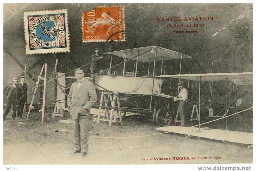 NANTES AVIATION 44 - 1910 - L´Aviateur RENAUX - Vignette Nantes Aviation - ....-1914: Precursors