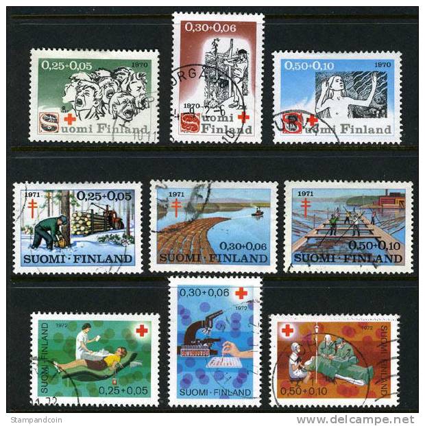 Finland B188-96 Three Used Semi-Postal Sets From 1970-72 - Used Stamps