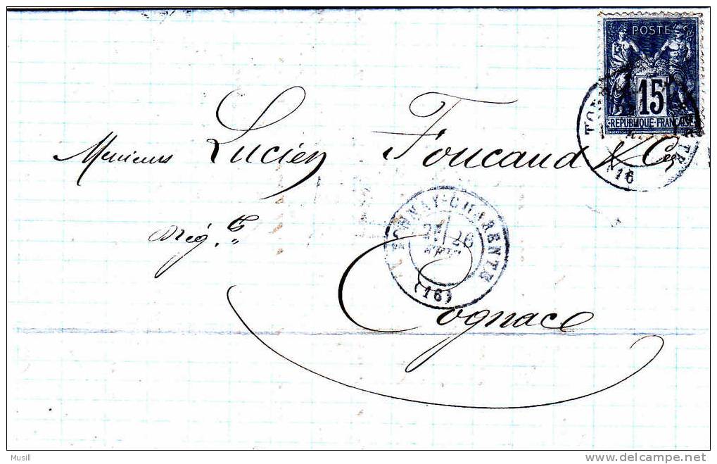 Courrier Envoyé De Tonnay-Charente à Cognac En Février 1879. - Other & Unclassified