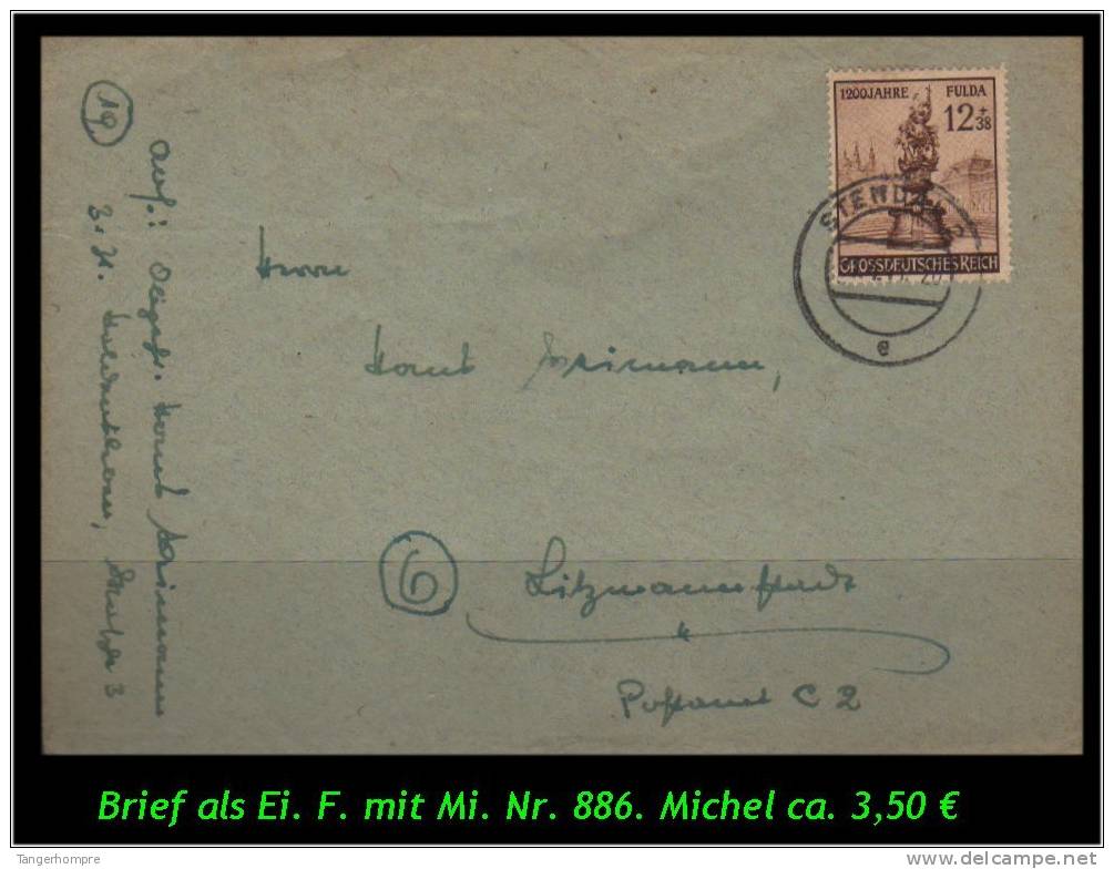 Deutsches Reich 1944 - Mi. Nr. 878 Auf Brief Als Ei.F. Nach Litzmannstadt. - Briefe U. Dokumente