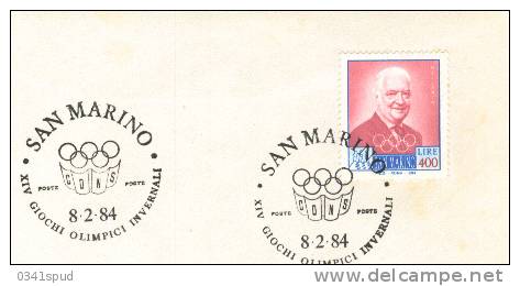 Jeux Olympiques1984 Sarayevo San Marino  Killanin - Hiver 1984: Sarajevo