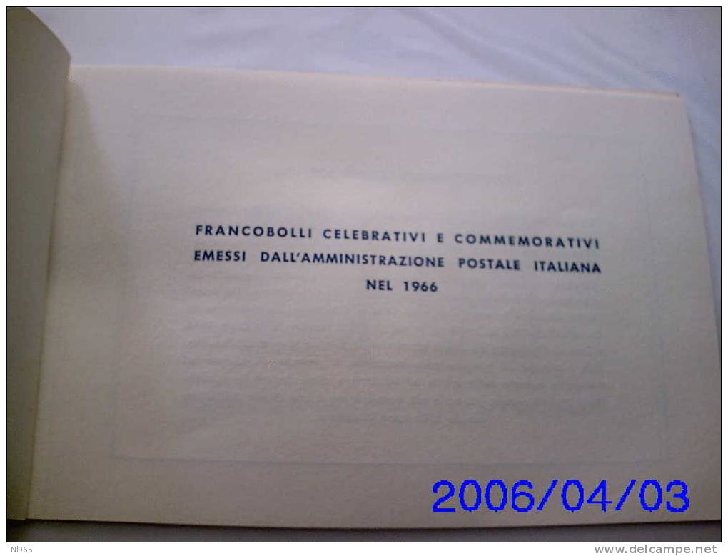 ANNO 1966 ITALY - ITALIE - ITALIA - LIBRO DEI FRANCOBOLLI DELLE POSTE ANNATA COMPLETA - Années Complètes