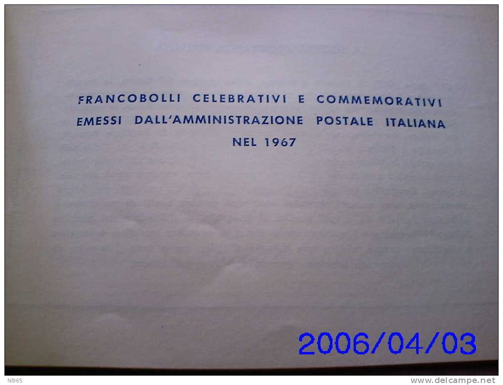 ANNO 1967  ITALY - ITALIE - ITALIA - LIBRO DEI FRANCOBOLLI DELLE POSTE ANNATA COMPLETA - Full Years