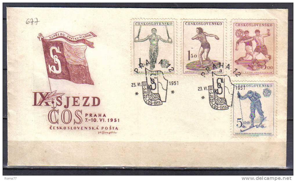 VER677 - CECOSLOVACCHIA , Praha 23/6/1951 . Sport - FDC