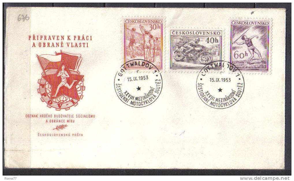 VER676 - CECOSLOVACCHIA , Gottwaldov  15/9/1953 . Sport - FDC