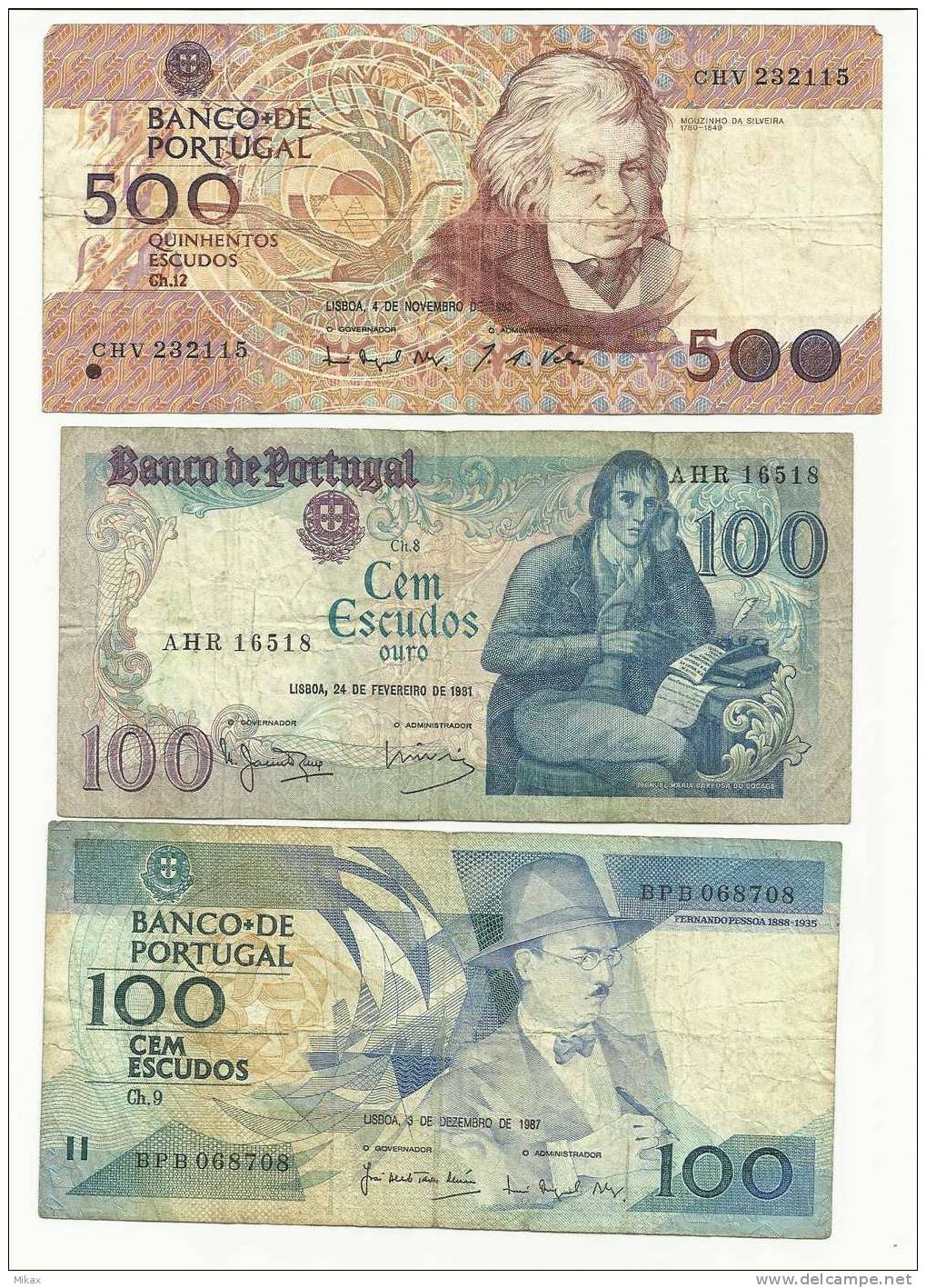 PORTUGAL -  2 X 100$00 And 500$00 Bank Note - Portugal