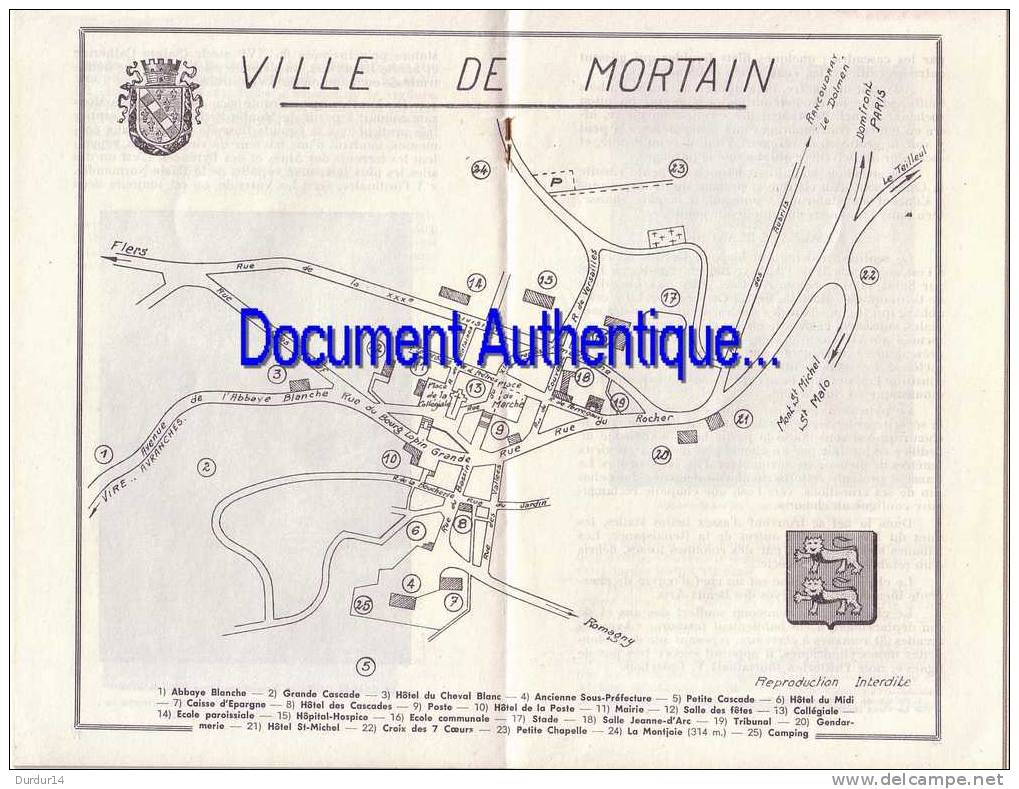 MORTAIN Et De Ses Environs ( Manche ) Plaquette De 35 Pages...de 1958... - Normandie