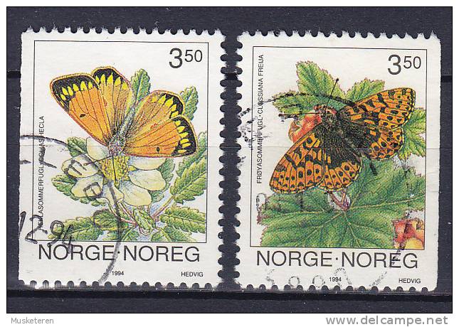 Norway 1993 Mi. 1143-44  3.50 Kr Butterfly Schmetterling Papillon Heufalter & Perlmutterfalter - Used Stamps