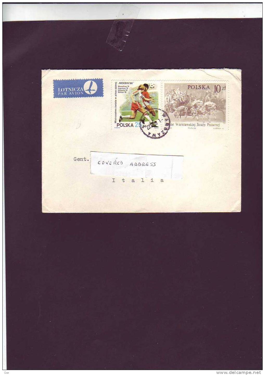 POLONIA  1986 -  Lettera  Per L'Italia - Sport - Calcio - Lettres & Documents