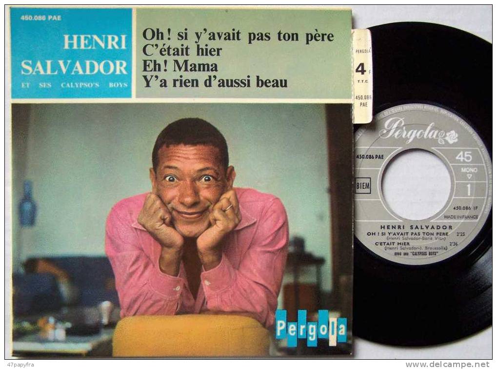 Henri SALVADOR 45T VINYLE EP BIEM ORIGINAL + Languette En Parfait état. Oh!  Si Y´avait Pas Ton Père...MINT - 45 T - Maxi-Single