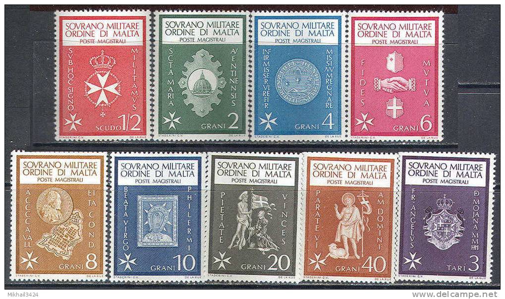 M0577 Arms Icone Coins 1966 SMOM 9v Set MNH ** - Malte (Ordre De)