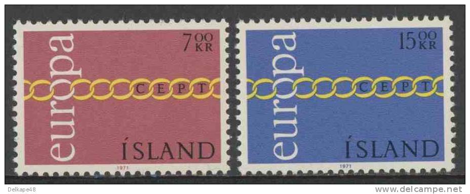 Iceland Island 1971 Mi 451 /2 YT 404 /5** "Europa Chain" - Brotherhood And Cooperation - Europa Cept - Ongebruikt