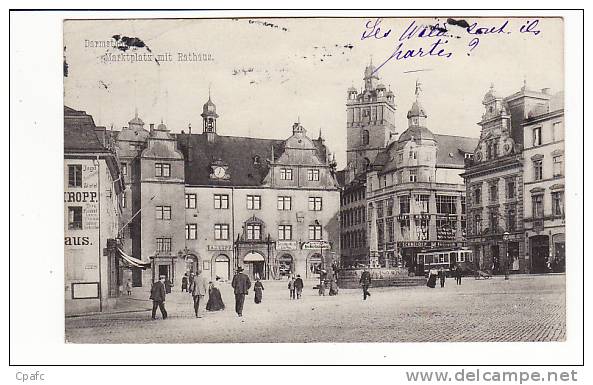 Carte Environs 1910, Darmstadt , Marktplatz Mit Rathaus - Darmstadt