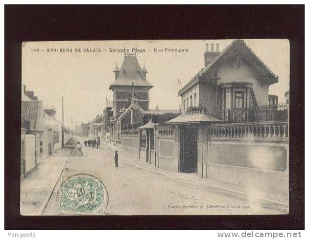 Environs De Calais Sangatte Plage Rue Principale édit.lefebvre 1906 N° 144 Animée Villas - Sangatte