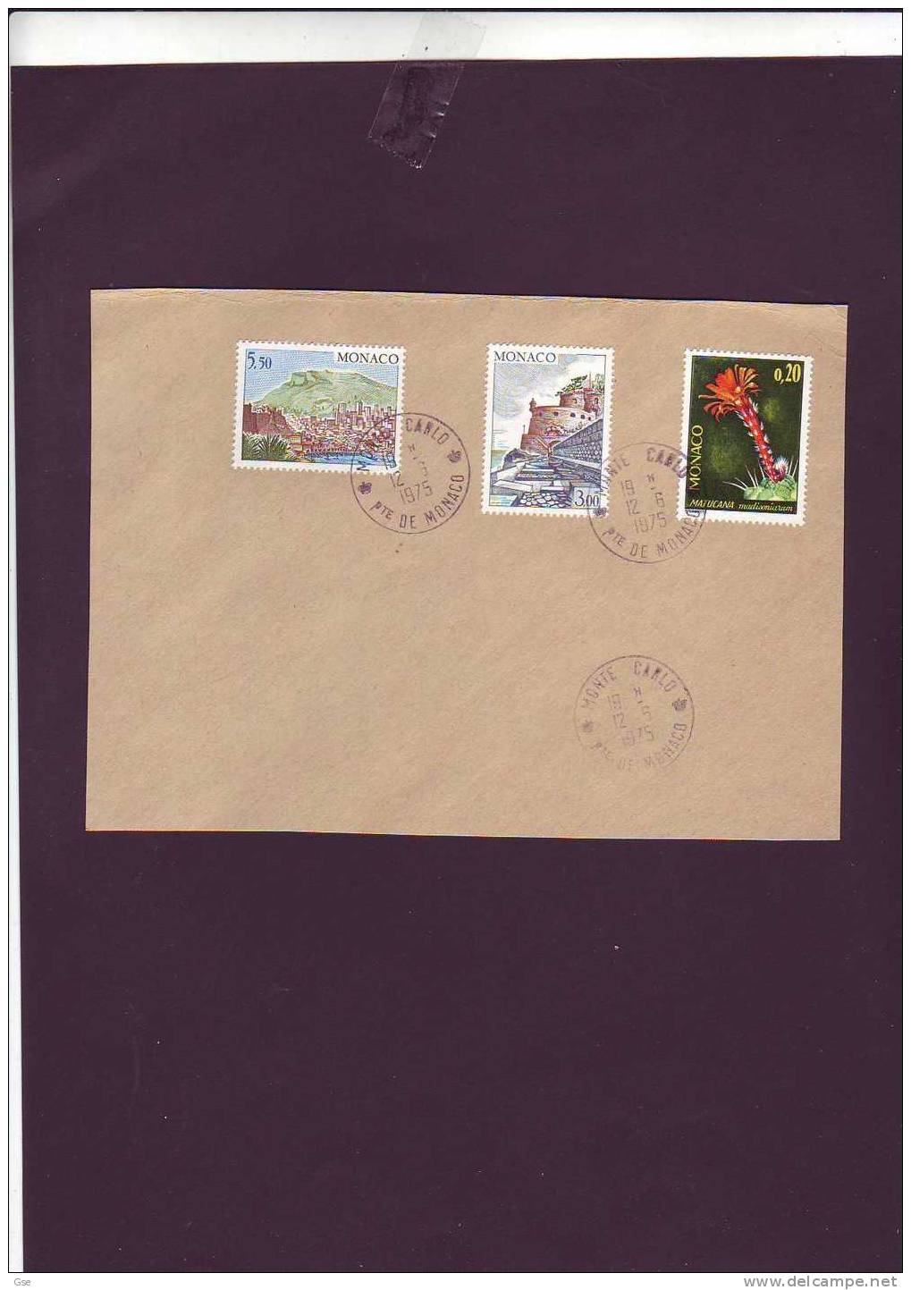 MONACO  1975 - Sur Fragment - Yvert   990-991-998 - Storia Postale